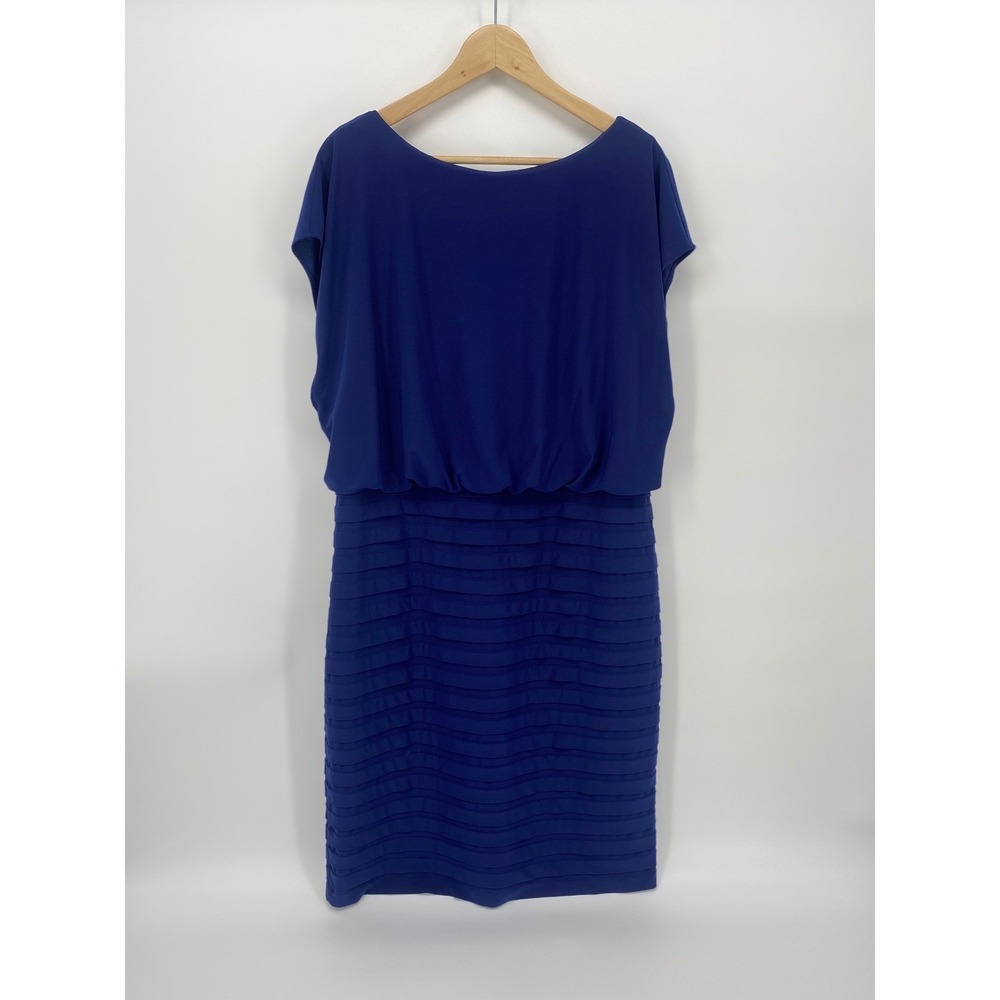 Unbranded Tiered Cocktail Dress Womens Blue Excellent Draped Back Layered Skirt